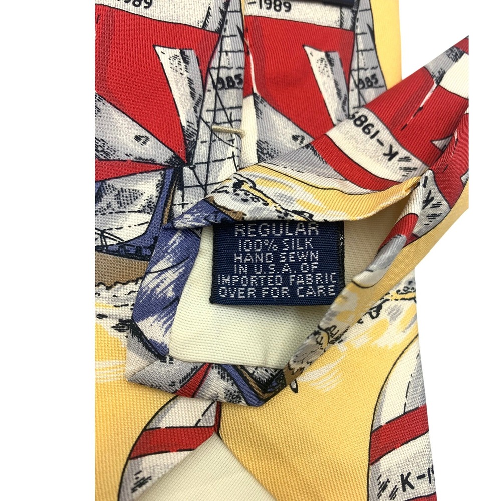 Lands'‎ End Nautical Sailboat Sailing Boating Silk Necktie Men's 57"L 3 1/2"W - Picture 4 of 6